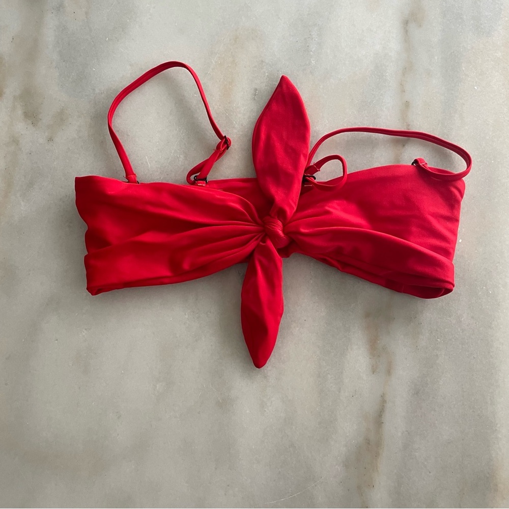 Pinkcolada Red Tie-Front Bikini Top size M